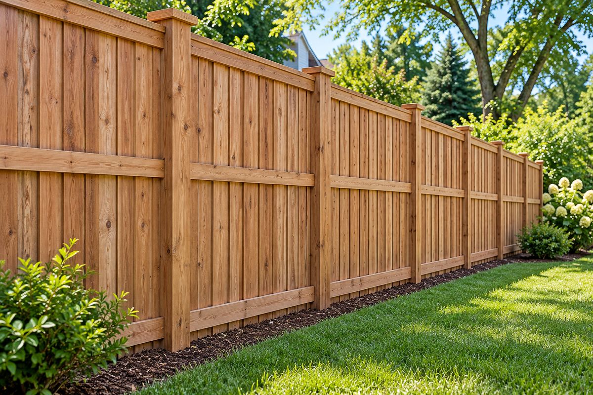 Wood privacy fence